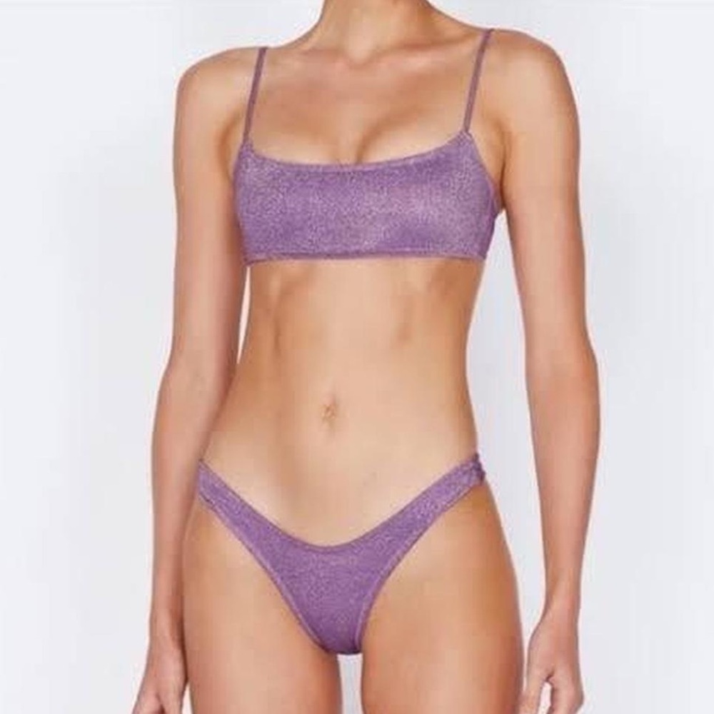 Triangl Mica Violet sparkle glitter Bikini Top scoop neck small+ swim